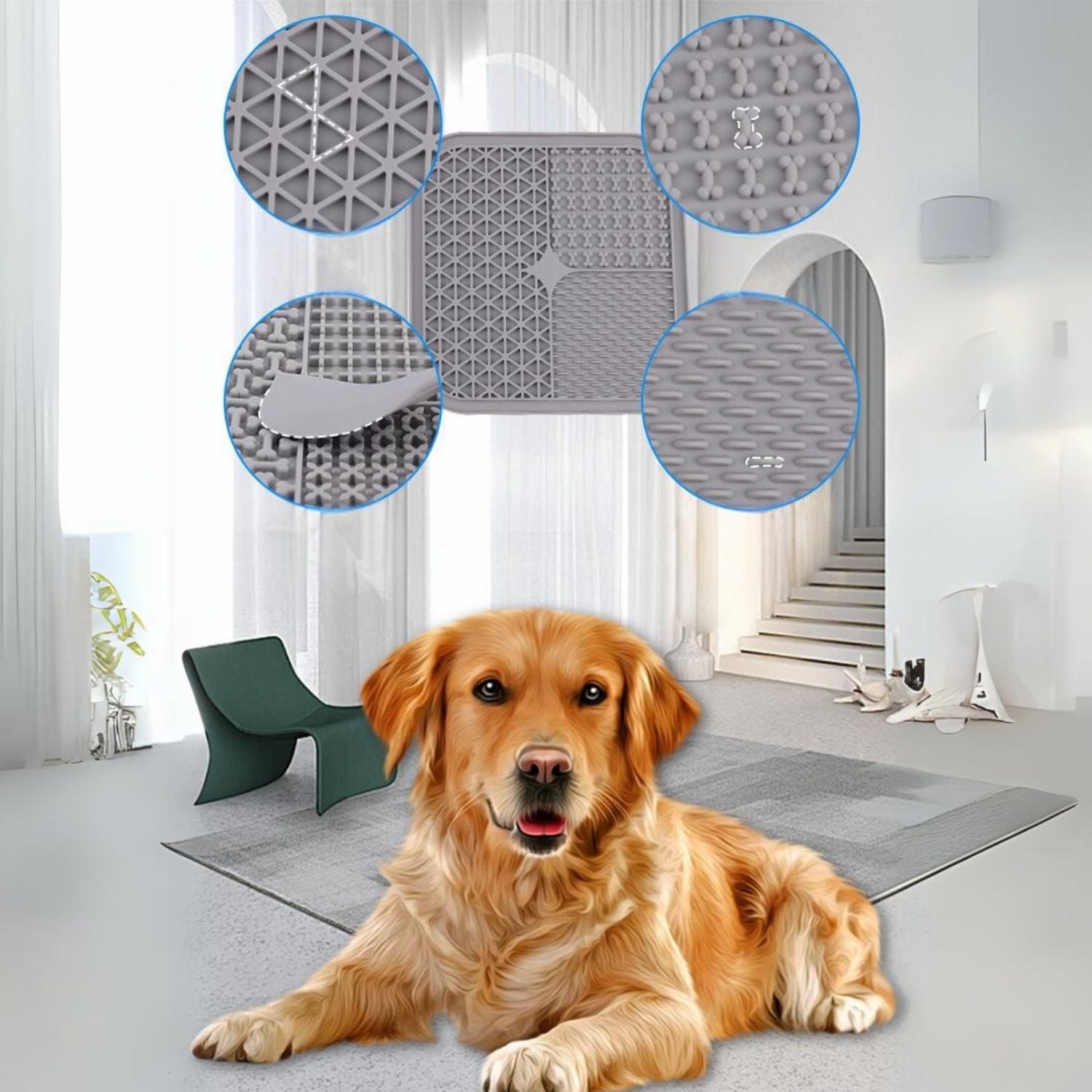 huisdier lickmat grijs structuren voor hond